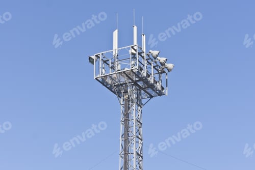 Preview: Tower With Aerials Of Cellular On A Background Blue Sky