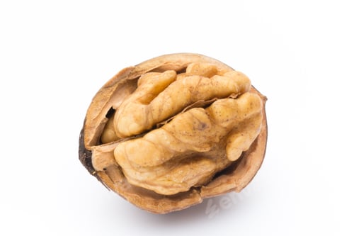 Preview: Walnut And Walnut Kernel Isolated On The White Background.