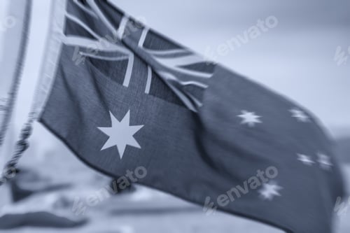 Preview: Australian Flag Waving At The Wind.