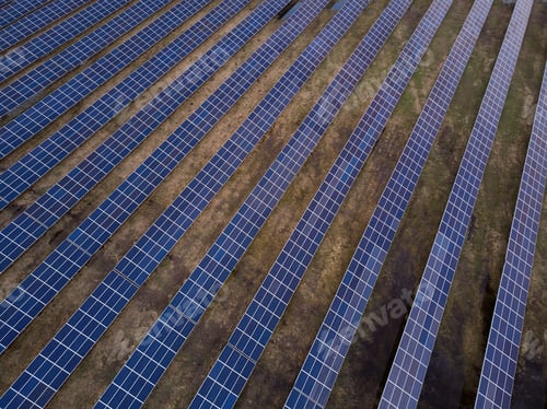 Preview: Aerial View Of Solar Power Station In The Field For Generation Power From Sun. No People
