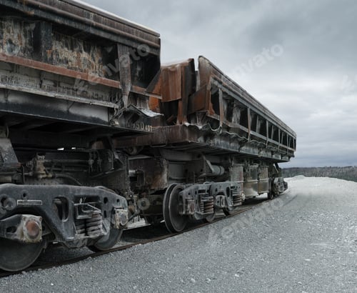 Preview: Wheels And Device Details Of A Freight Railway Wagon, Close-Up. High Resolution And Detail.