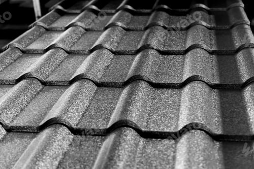 Preview: Gray Metallic Roof Tiles Background With Light Pattern.
