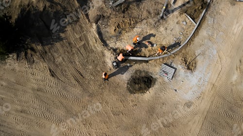Preview: Workers Repair The Street Aerial View From The Drone