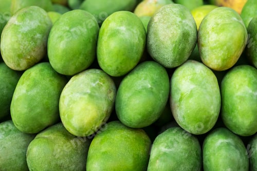 Preview: Fresh Tropical Mangoes Close-Up. Fruit Background. Healthy Eating. Concept Of Autumn Agricultural