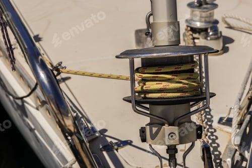 Preview: Yachting, Sailboat Winch And Rope Sailing Yacht Detail.