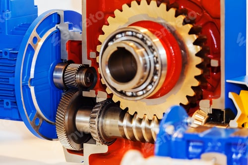Preview: Gearbox On Large Electric Motor At Industrial Equipment Plant