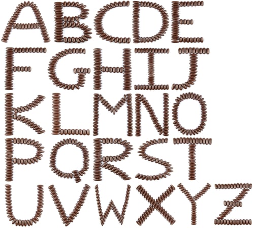 Preview: Beautiful English Alphabet (A To Z) With Chocolate Candies (Isolated On White Background)