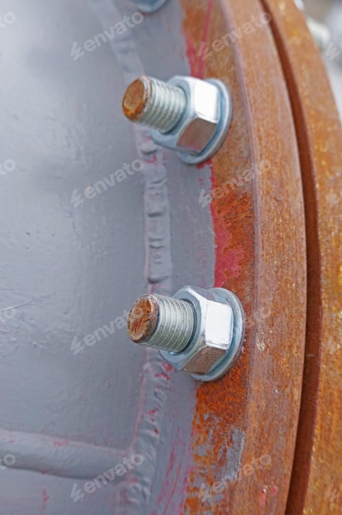 Preview: Pipe Flange With Bolts Connecting Between Pipe And Water Tank