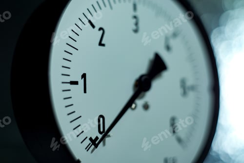 Preview: Gas Pressure Gauge On Technical And Machine Background.