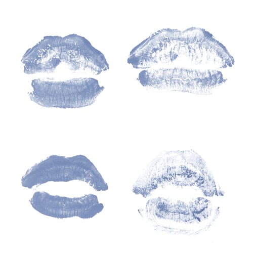 Preview: Female Lips Lipstick Kiss Print Set For Valentine Day And Love Collection Isolated On White