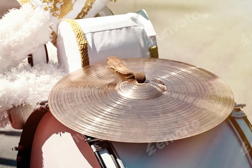 Preview: Close-Up Of The Big Drum And Cymbals In The City Park After The Performance Of The Ensemble Of