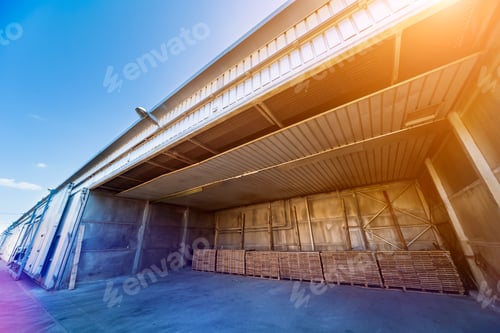 Preview: Lumber Ready For Loading Into A Dry Kiln. Wood Drying In Containers. Industrial Concept