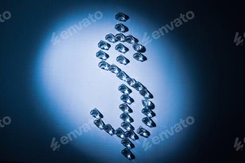 Preview: Dollar Symbol Made Of Stones. The Shape Of The Cut Resembles A Diamond. Hard Contrasting Light With