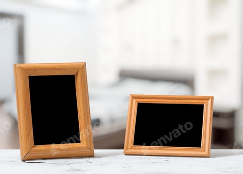 Preview: Photo Frames On The Wooden Table In The Bedroom