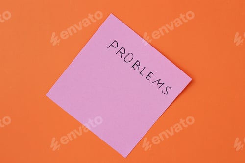 Preview: The Inscription On The Sticker: "Problems" On An Orange Background