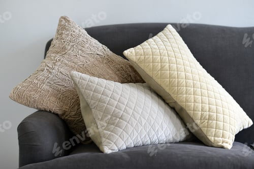 Preview: Selection Of Different Cushions On A Grey Couch