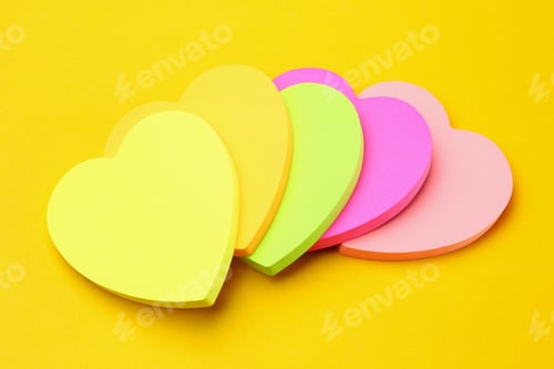Preview: Many Blank Heart Shaped Stickers With Space For Text. The Main Symbol Of Love. Background
