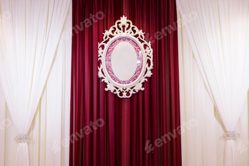 Preview: White And Red Wall With Frame For Wedding Backdrop