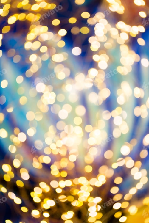 Preview: Abstract Blue And Yellow Christmas Bokeh Light Background.