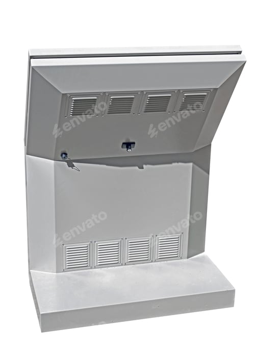 Preview: Modern Digital Media Screen Panel On White Background. Rear View