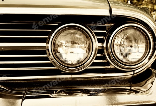 Preview: Close-Up Photo Of Retro Car Headlights