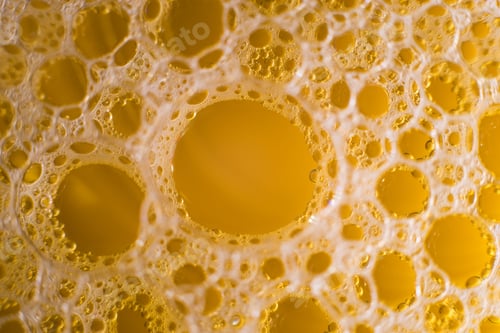 Preview: Yellow Oil Bubbles On Water, Cooking Oil Background.