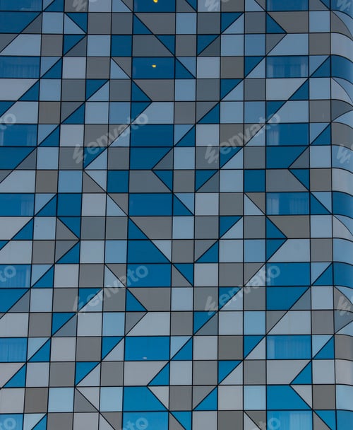 Preview: Wall Of A Tall Building With Faceted Windows And Wall Plates