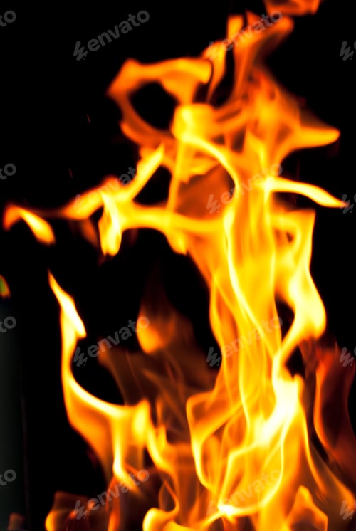 Preview: Flames From A Fire On A Black Background. Picture.