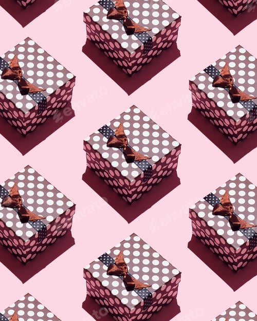 Preview: Pattern With Gift Boxes Over Pink Background