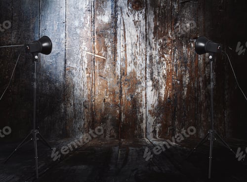 Preview: Photo Studio In Old Room With Wooden Wall