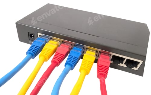 Preview: Closeup Of Network Cables Connected To Router On White