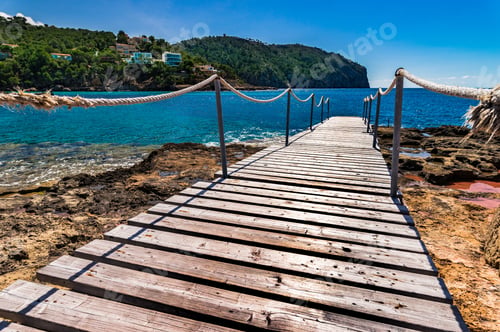 Preview: Idyllic View Of The Jetty At The Bay Of Camp De Mar, Majorca Spain, Mediterranean Sea.