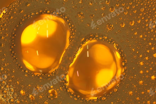 Preview: Cooking Oil, Water With Oil Emulsions And Bubbles In The Background.