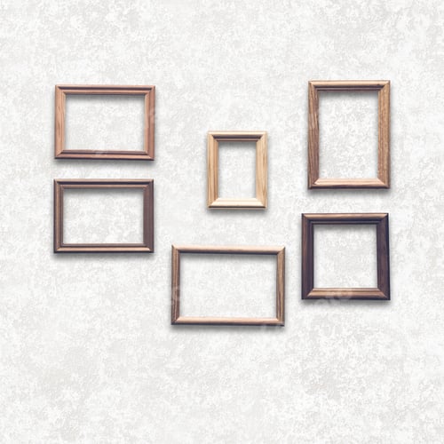 Preview: Wooden Photo Frames On White Wall