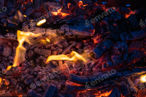 Preview: Brazier With Fire And Coals For Cooking On The Fire. Background