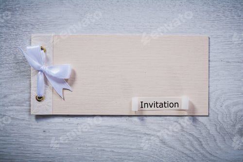 Preview: Vintage Invitation Note On Old Gray Wooden Board