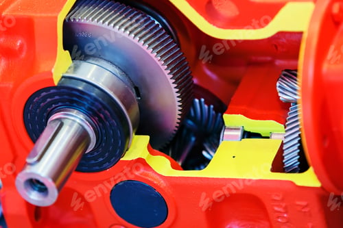 Preview: Gearbox On Large Electric Motor At Industrial Equipment Plant