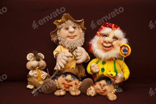 Preview: Abstract Background On The Theme Of Home Hobbies And Needlework. Embroidery Of Toys From Foam