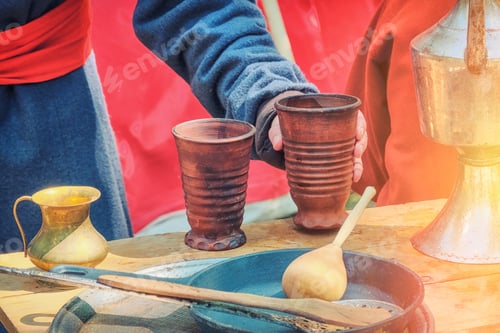 Preview: Life Of The Inhabitants Of The Ottoman Empire - A Table With Dishes. The Turk In National Dress On
