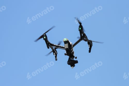 Preview: Black Quadcopter Helicopter Is Flying In Sky