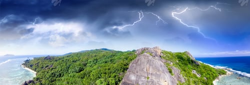 Preview: Panoramic Aerial View Of La Digue Island During A Storm, Seychelles.