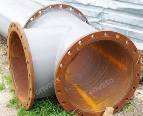 Preview: Water Steel Pipe With Flange Close Up Image