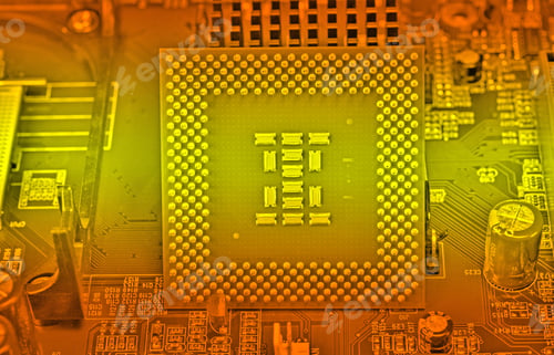 Preview: Macro View Of Cpu Pins And Circuit Mother Board