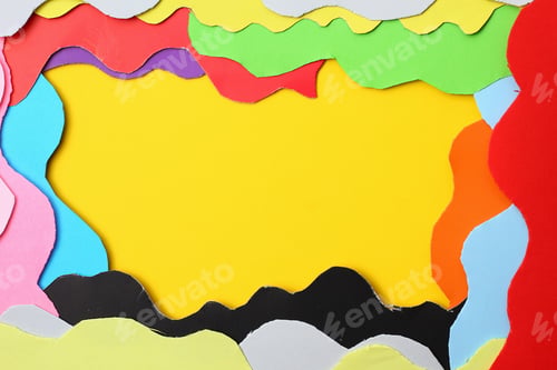 Preview: Abstract Frame And Space For Text Surrounded By Curved Lines Of Colored Paper, Background