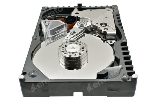 Preview: Opened Computer Hard Drive Isolated On White Background