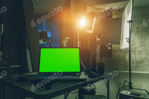 Preview: Laptop With A Green Screen Close Up