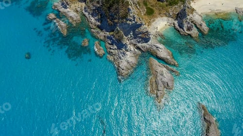 Preview: Overhead Aerial View Of Beautiful Coastline.