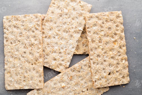 Preview: Stack Of Wholegrain Crispy Bread With Sunflower, Chia And Sesames Seeds