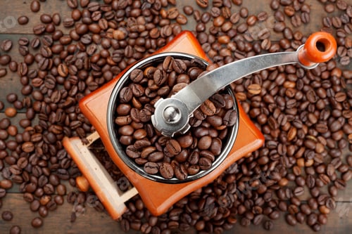 Preview: Coffee Grinder With Coffee Beans, Top View