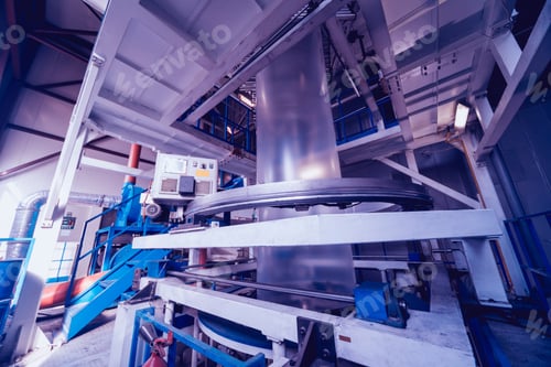 Preview: Modern Automated Production Line In Factory. Plastic Bag Manufacturing Process. Background